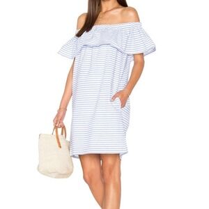 Line & Dot Lea ruffle mini dress ticking stripe